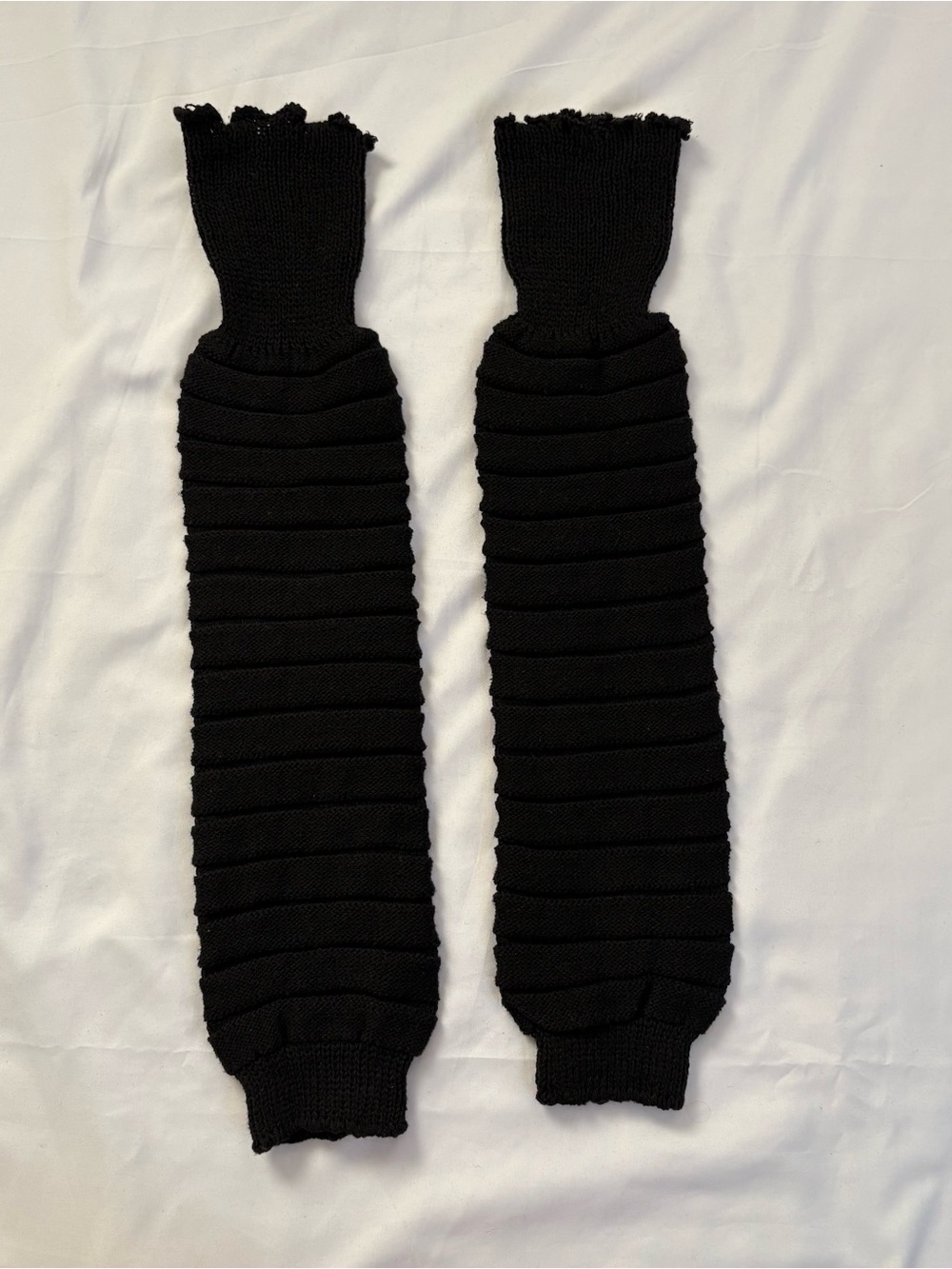 Black Ribbed Knit Leg Warmers - Women's Hosiery